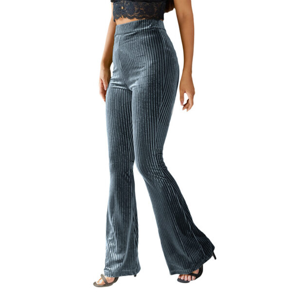 Women's Fashion Casual Striped Sunken Stripe Bell-bottom Pants - Image 5