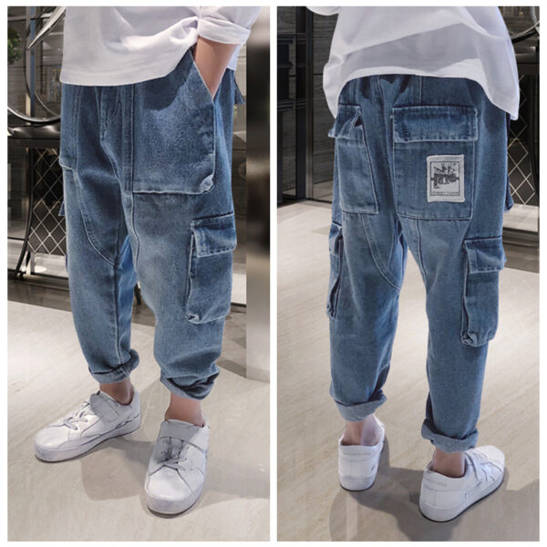 Big Kids Loose Harem Trousers Big Kids Plus Fleece Padded Overalls - Image 4