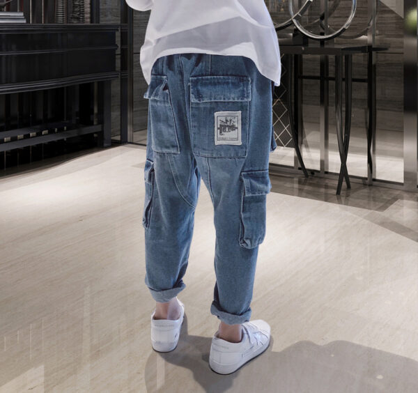 Big Kids Loose Harem Trousers Big Kids Plus Fleece Padded Overalls - Image 2