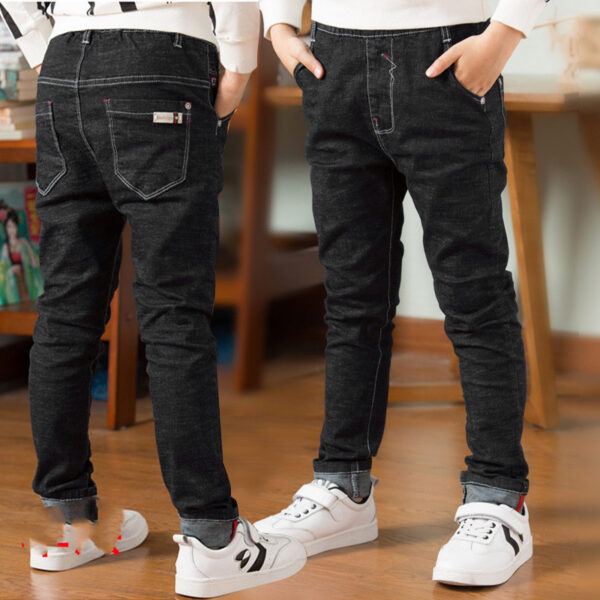 Children's Clothing, Boys' Jeans With Thick Fleece, Winter Children's Casual Wear - Image 5