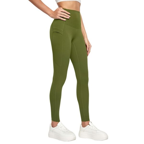 7A Antibacterial Cool Feeling Yoga Pants Outer Wear Pocket High Waist Hip Lift Sports Tights - Image 4
