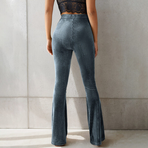 Women's Fashion Casual Striped Sunken Stripe Bell-bottom Pants - Image 3