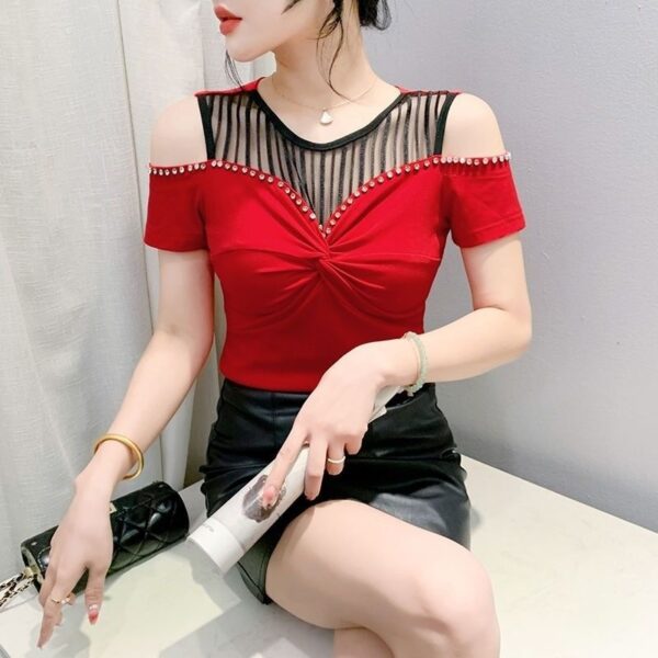 Fashion Hot Girl Sexy Off-shoulder T-shirt Women's Summer - Image 2