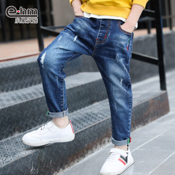 Boys' denim trousers, new style, big children's trousers, spring and autumn children's trousers - Image 2
