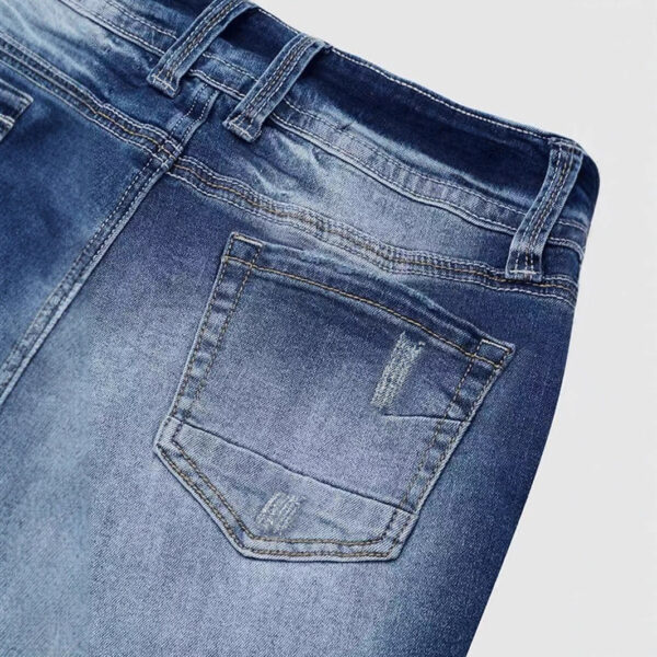 Ladies Mid Waist Stretch Washed Jeans Simple Slim Fit - Image 2