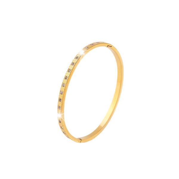European And American Non-fading Square Diamond Stainless Steel Bracelet - Image 3