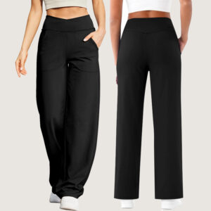 Nude Feel V Waist Cross With Pocket Fitness Sports Yoga Casual Pants