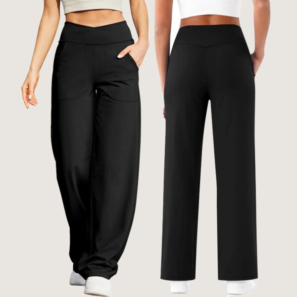 Nude Feel V Waist Cross With Pocket Fitness Sports Yoga Casual Pants