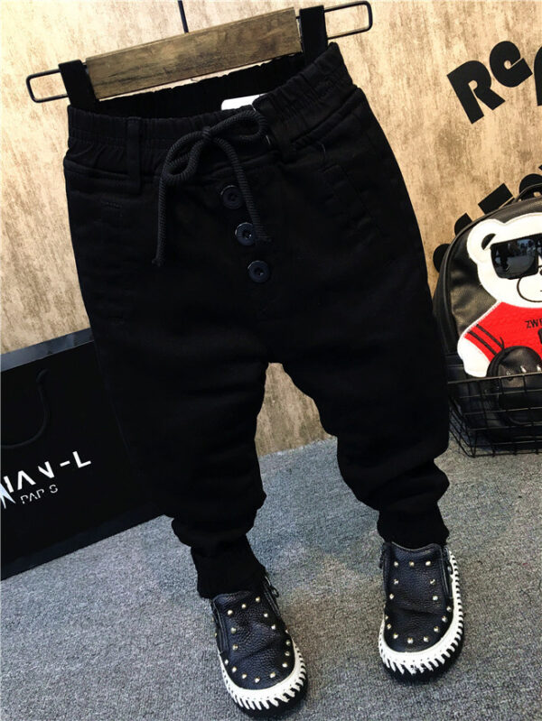 Boy's personality thickening plus velvet jeans children's jeans - Image 3