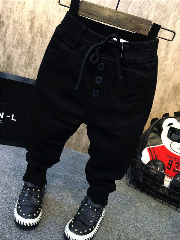 Boy's personality thickening plus velvet jeans children's jeans - Image 2