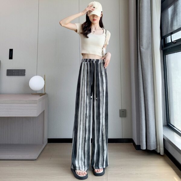 Tie-dyed Ink Painting Elastic High Waist Loose Casual Pants - Image 7