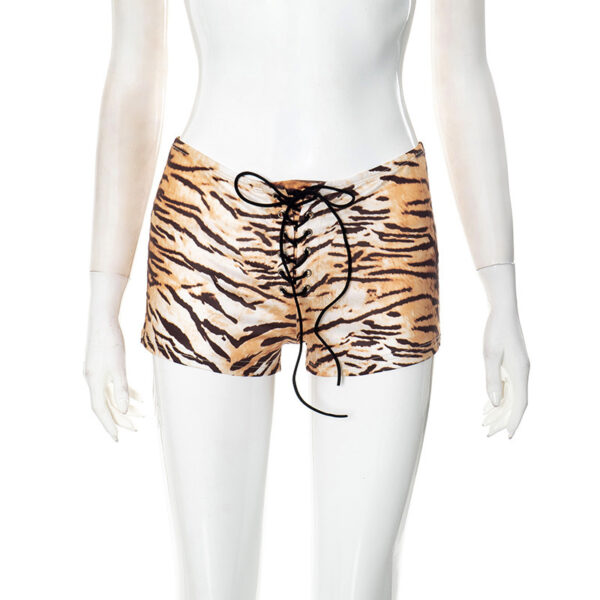 Women's Sexy American Hot Girl Tiger Stripe Pattern Rope Shorts - Image 2