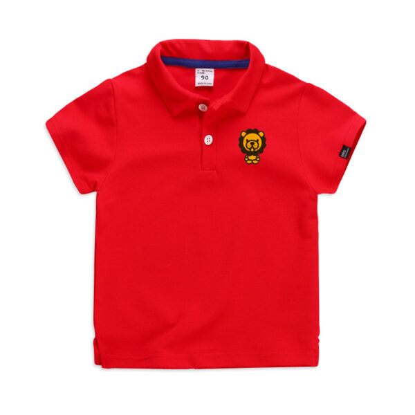 Summer Elastic Cotton Solid Color Short Sleeve  Men''s And Women''s Cartoon Polo T-shirt - Image 5