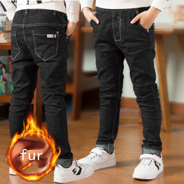 Children's Clothing, Boys' Jeans With Thick Fleece, Winter Children's Casual Wear - Image 2