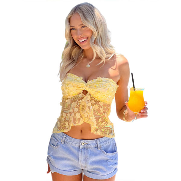 Women's Slim Fit Slim Fit Tube Top Backless Sequined Vest - Image 4