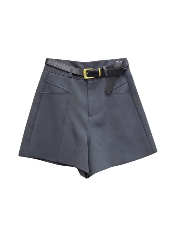 Fashionable Elegant Slimming High Waist Black Casual Shorts - Image 3