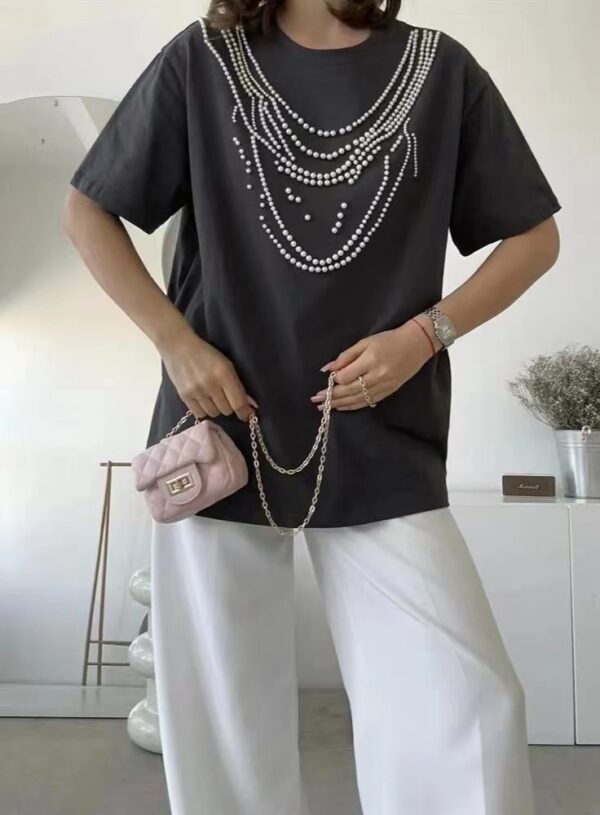 Heavy Industry Beads Pearl All-match Slimming And Fashionable Top - Image 4