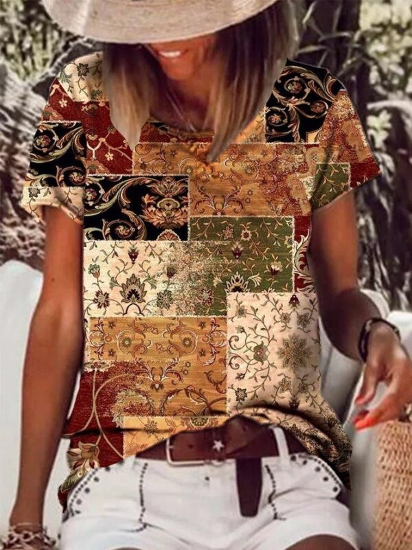 Retro Printed Design Minimalist Top - Image 2