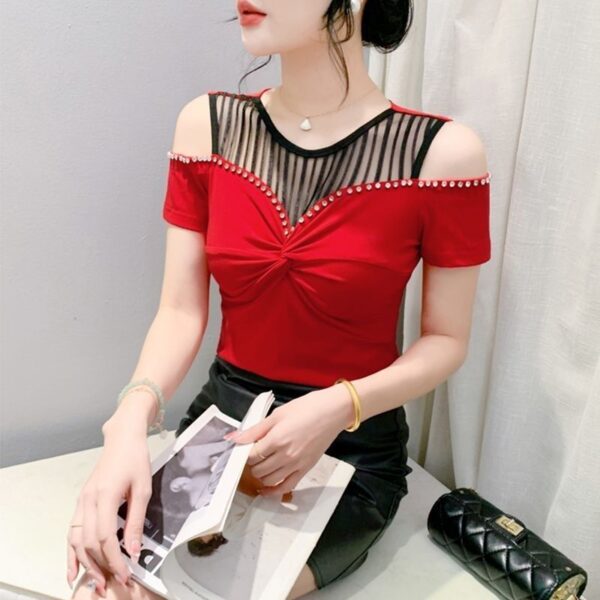 Fashion Hot Girl Sexy Off-shoulder T-shirt Women's Summer - Image 4