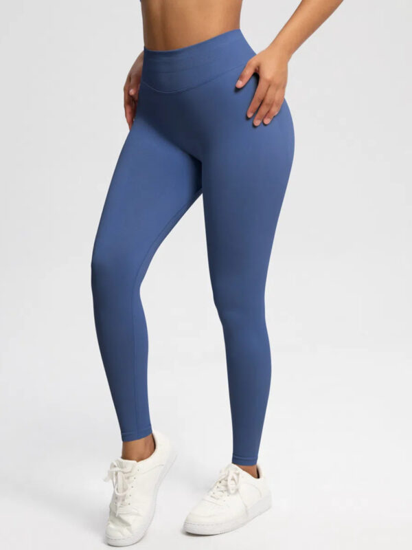 Sexy High Elastic Women's Solid Tights High Waist Workout Yoga Leggings, Scrunch Butt Lifting Elastic Pants, Tummy Control Butt Lifting Workout Yoga Athletic Pants - Image 9