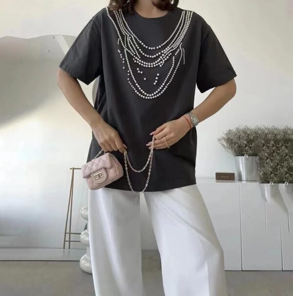 Heavy Industry Beads Pearl All-match Slimming And Fashionable Top - Image 5