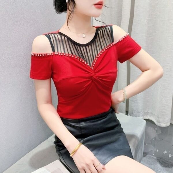 Fashion Hot Girl Sexy Off-shoulder T-shirt Women's Summer - Image 7