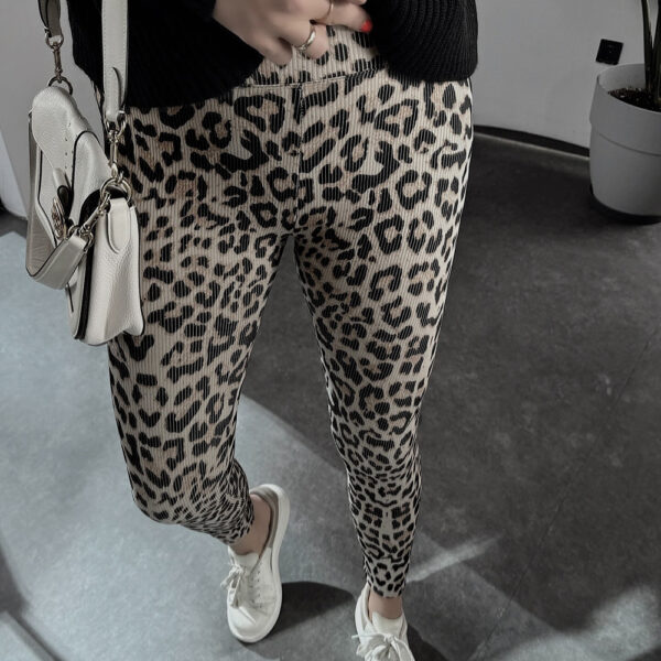 Comfortable High Waist Soft Leopard Print Home Trousers - Image 4