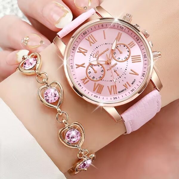 Women's Simple Belt Watch Love Jewelry Gift Suit - Image 2