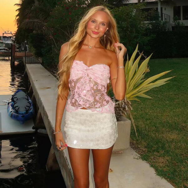 Women's Slim Fit Slim Fit Tube Top Backless Sequined Vest - Image 3