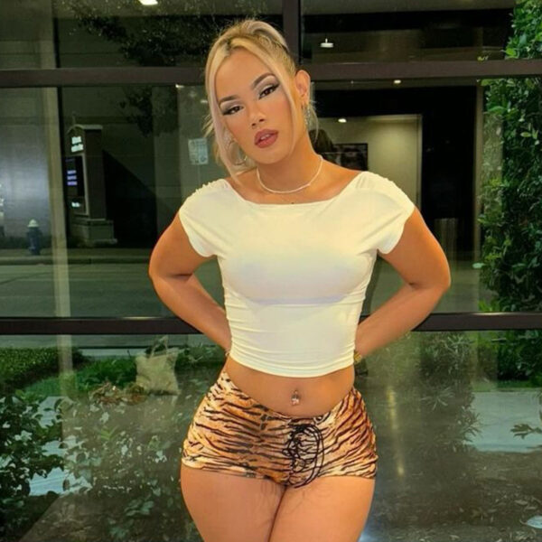 Women's Sexy American Hot Girl Tiger Stripe Pattern Rope Shorts - Image 4
