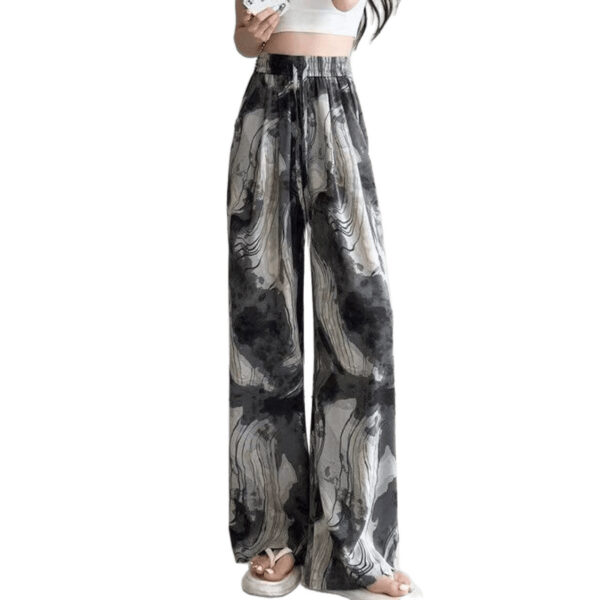 Tie-dyed Ink Painting Elastic High Waist Loose Casual Pants - Image 8