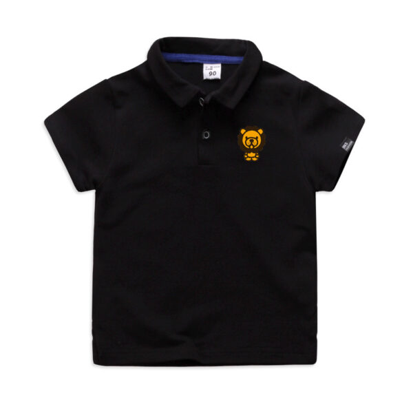 Summer Elastic Cotton Solid Color Short Sleeve  Men''s And Women''s Cartoon Polo T-shirt - Image 4