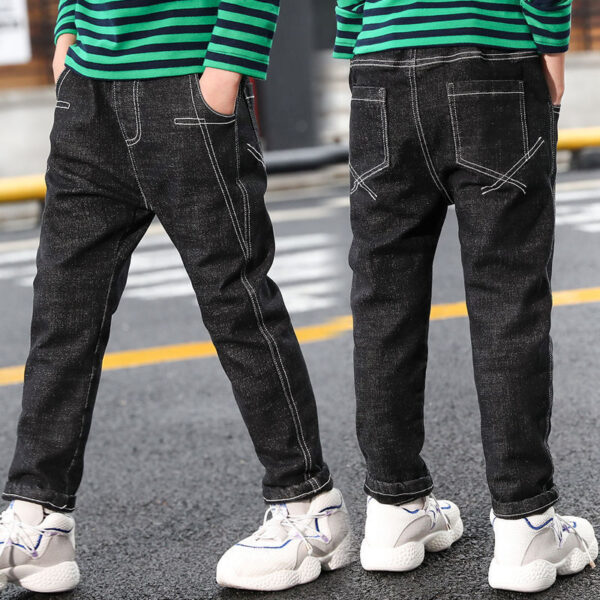 Boys Jeans Autumn And Winter New One-piece Velvet - Image 3
