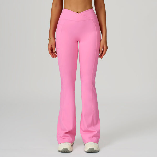 High Waist Nude Feel Bell-bottom Pants Women's Casual Sports Pants - Image 4