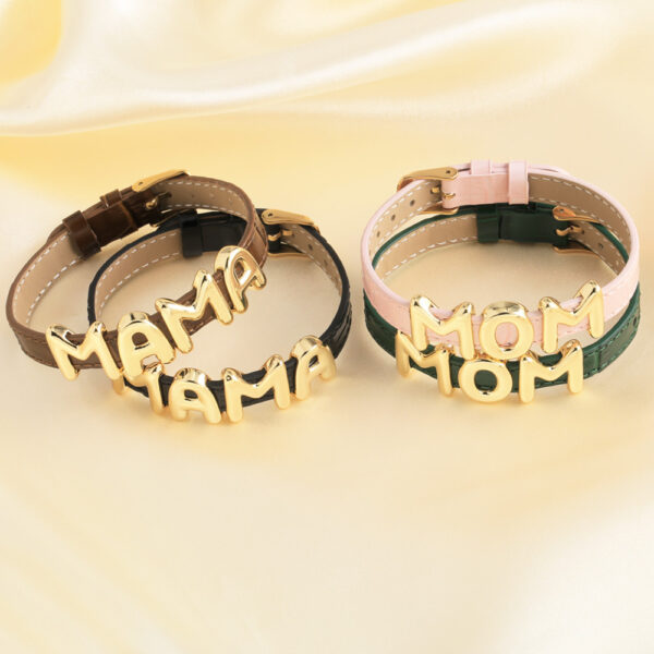 Cowhide Watch Strap Letter Mama Mother's Day Bracelet - Image 2