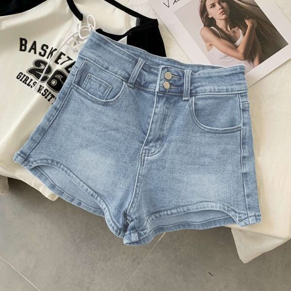 Women's Thin Stretch High Waist Denim Shorts - Image 5