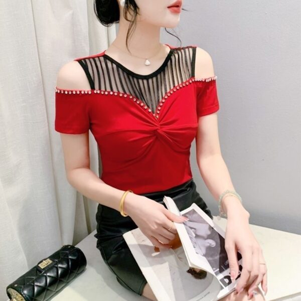 Fashion Hot Girl Sexy Off-shoulder T-shirt Women's Summer - Image 3