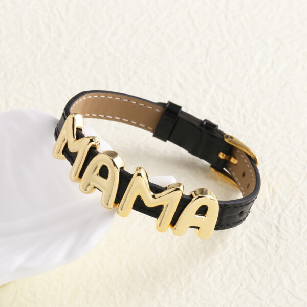 Cowhide Watch Strap Letter Mama Mother's Day Bracelet - Image 5