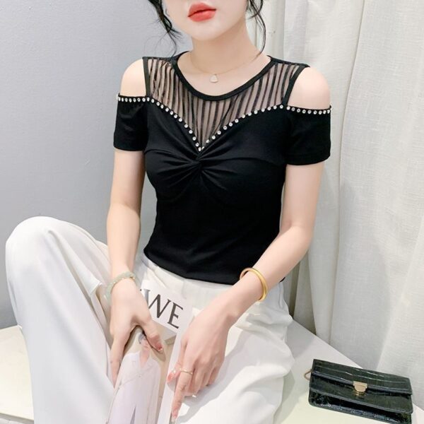 Fashion Hot Girl Sexy Off-shoulder T-shirt Women's Summer - Image 5