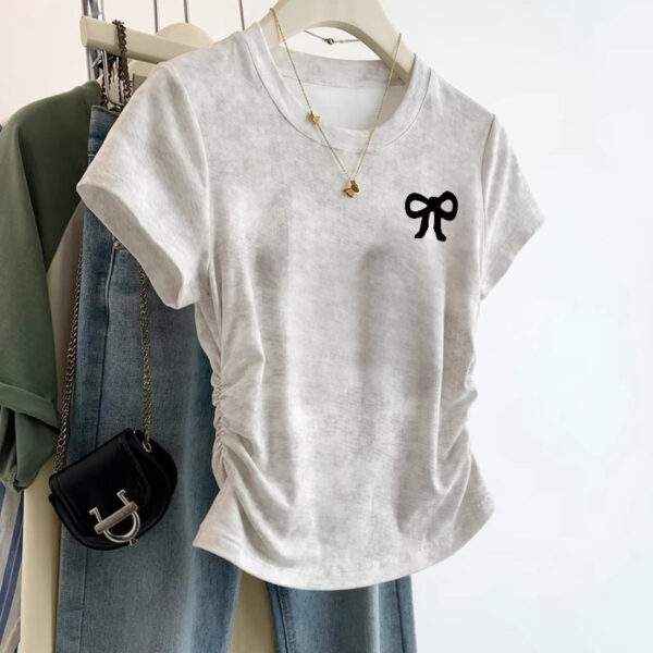 European Cargo Shoulder Tie-dyed Short-sleeved T-shirt For Women - Image 6
