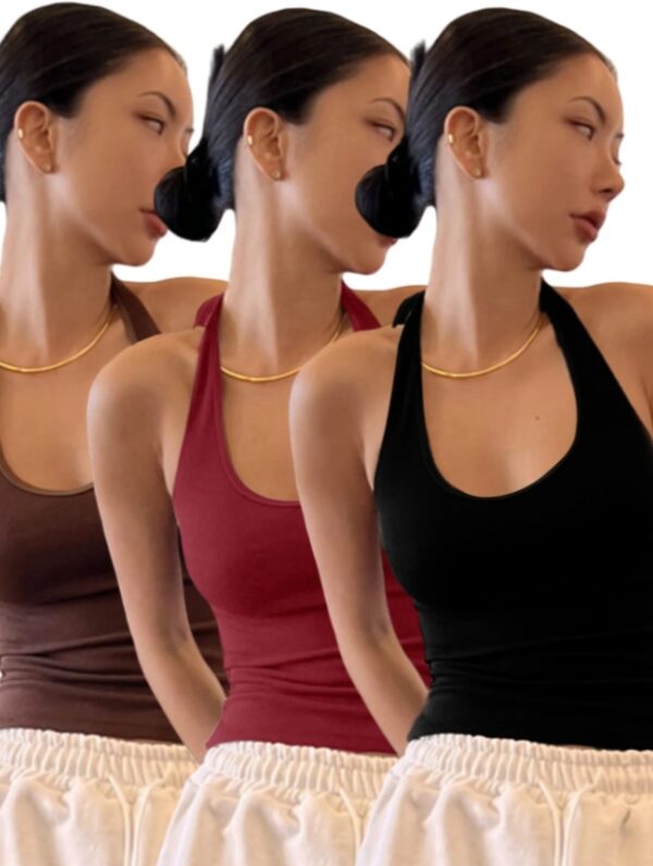 DAZY Solid Backless Halter Top  3PC Set - Image 8