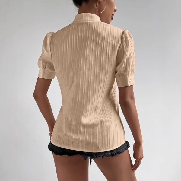 European And American Lace Patchwork Stand-up Collar Women's Top - Image 5