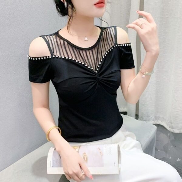 Fashion Hot Girl Sexy Off-shoulder T-shirt Women's Summer - Image 6