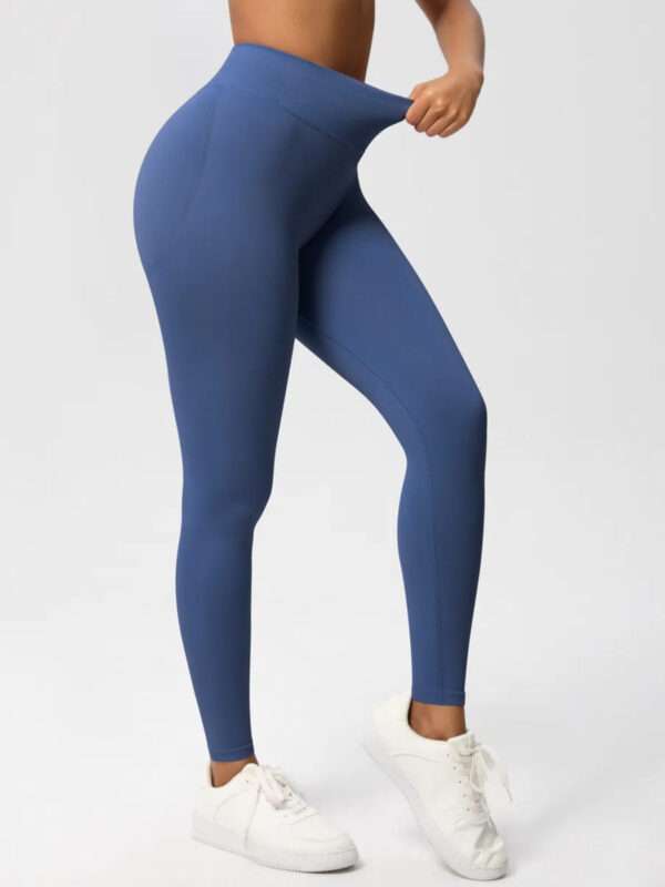 Sexy High Elastic Women's Solid Tights High Waist Workout Yoga Leggings, Scrunch Butt Lifting Elastic Pants, Tummy Control Butt Lifting Workout Yoga Athletic Pants - Image 5