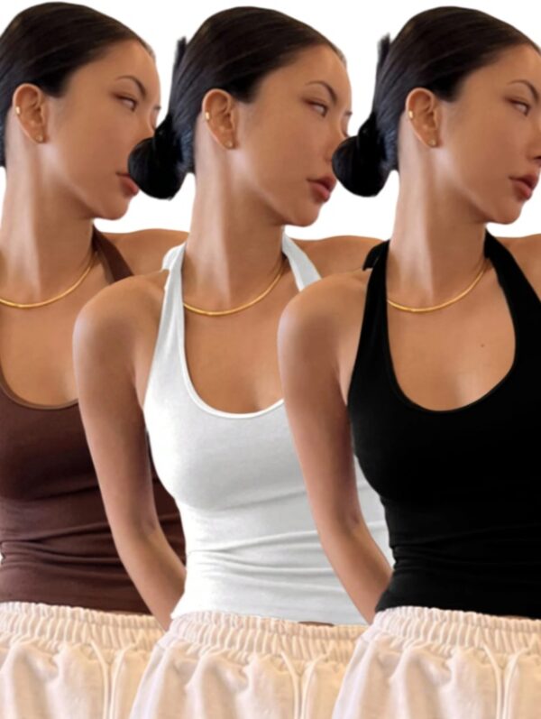 DAZY Solid Backless Halter Top  3PC Set - Image 6