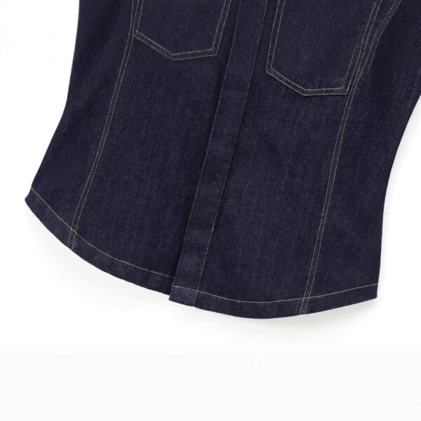 European And American Style Fashion String Decoration Lapel Sleeveless Denim Shirt - Image 6