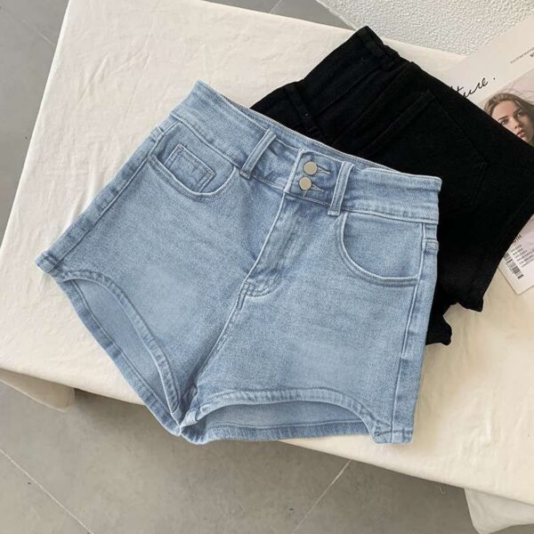Women's Thin Stretch High Waist Denim Shorts - Image 2