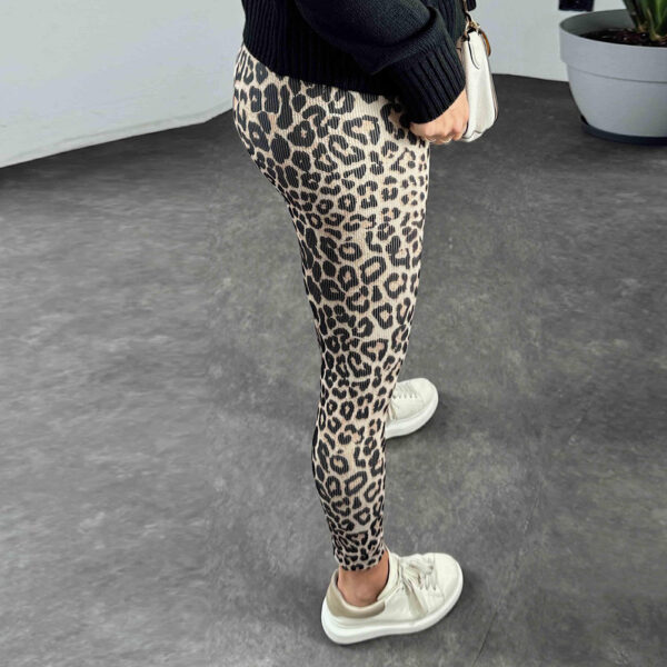 Comfortable High Waist Soft Leopard Print Home Trousers - Image 2