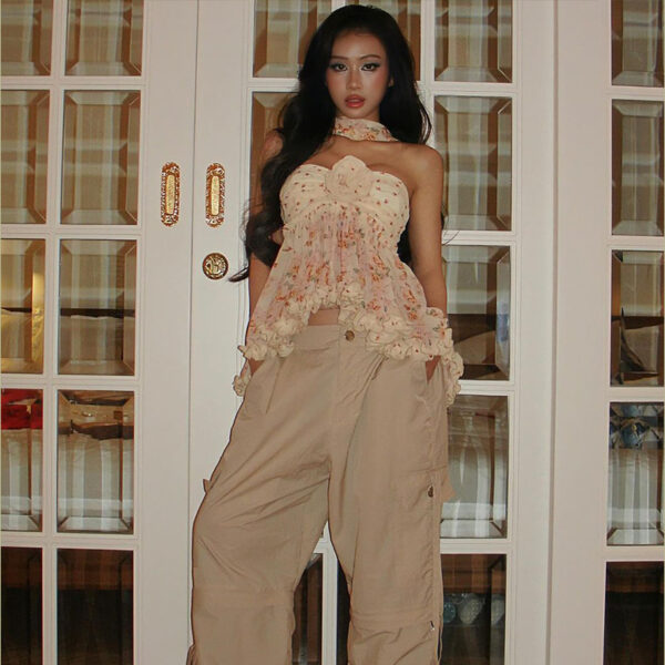 Women's Floral Chiffon Top Tube Loose Vest - Image 4
