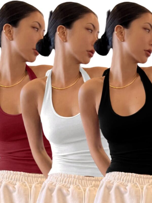DAZY Solid Backless Halter Top  3PC Set - Image 10